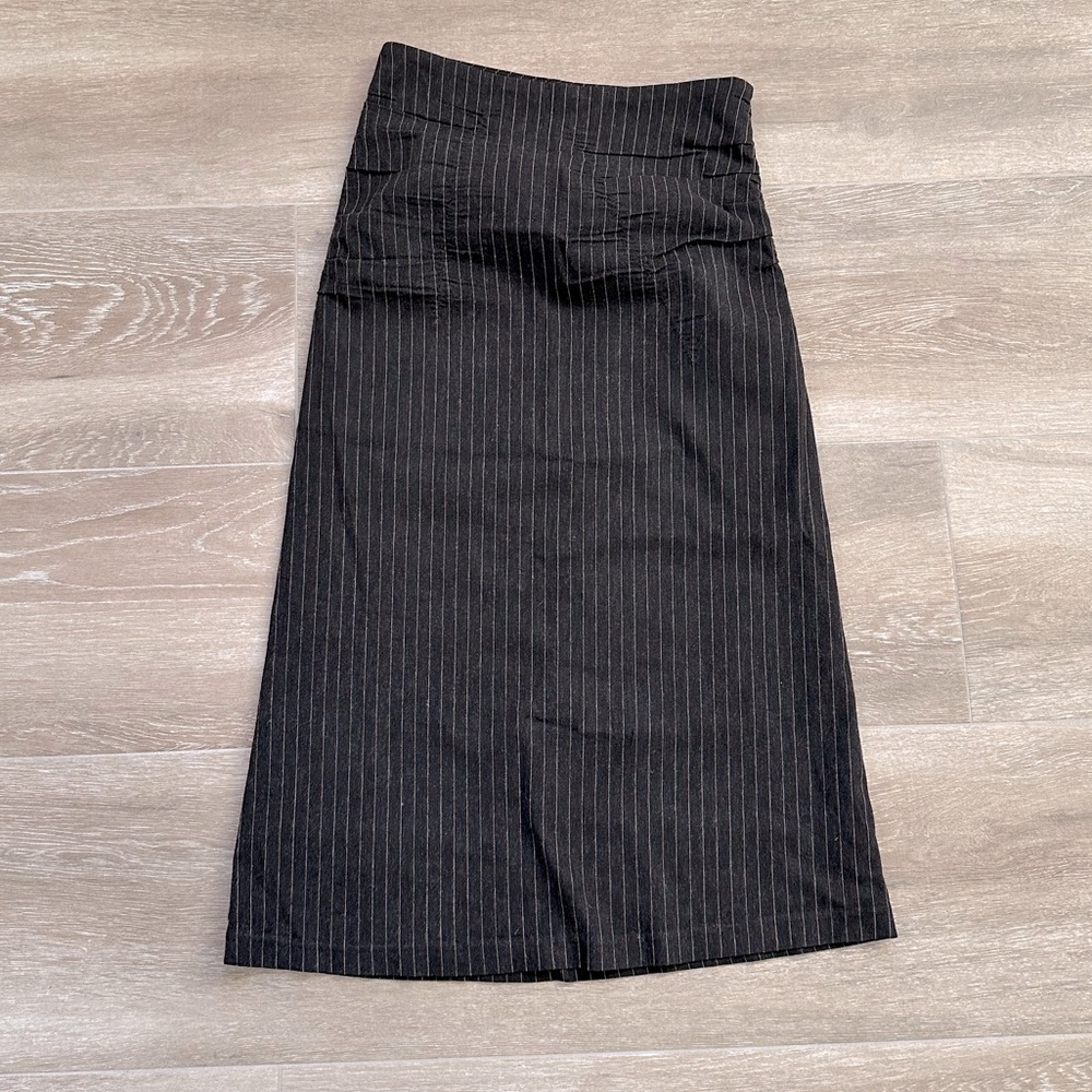 Australian Designer High waist Wool pencil skirt Size 4 Chocolate pin stripe